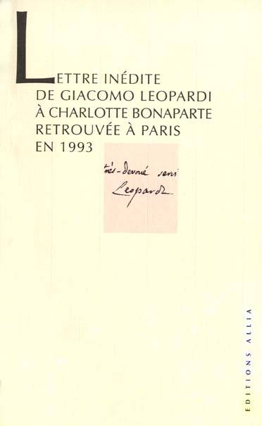 Lettre inédite à Charlotte Bonaparte