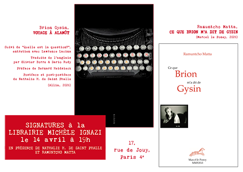 Brion Gysin : rencontre &agrave; la librairie Mich&egrave;le Ignazi