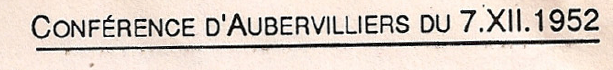 Conférence d'Aubervilliers du 7.XII.1952